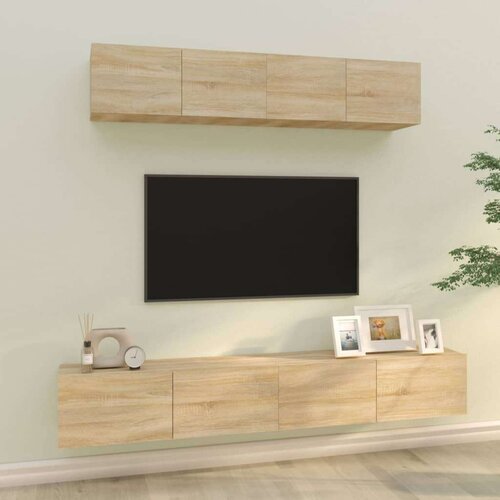  4-dijelni set TV ormarića boja hrasta sonome konstruirano drvo Cijene