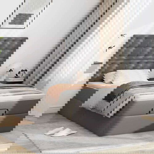 vidaXL Otomanski okvir kreveta s madracem sivi 90x200cm umjetna koža Cene