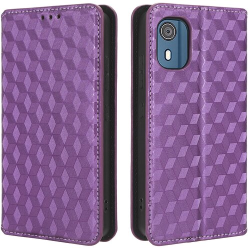 INORCO Za Nokio C02 stojalo za telefon Shell Case denarnica PU usnjeni ovitek za telefon proti padcu z vtisnjenim rombom, (22033118) Slike