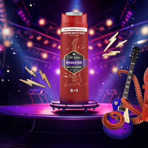 Old Spice RockStar gel za prhanje za mo&amp;scaron;ke za obraz, telo in lase 400 ml Slike