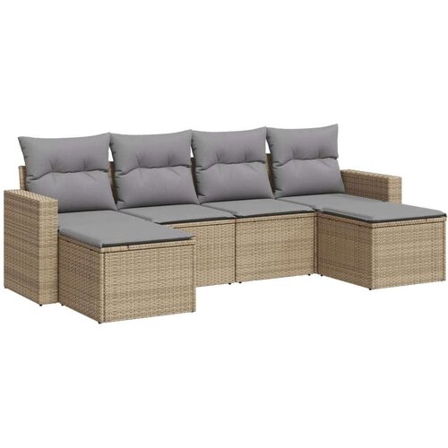 vidaXL 6-dijelni set vrtnih sofa s jastucima bež od poliratana Cijene