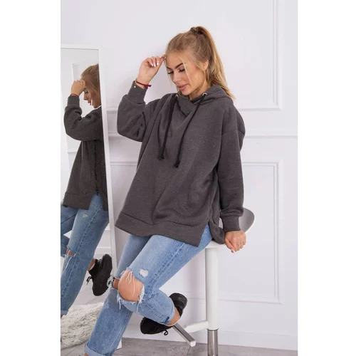 Kesi Insulated sweatshirt with a zipper on the side graphite