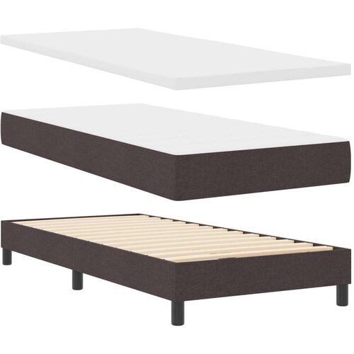  Okvir kreveta s madracem Tamnosmeđa Tkanina 90 x 200 cm Krevet Slike
