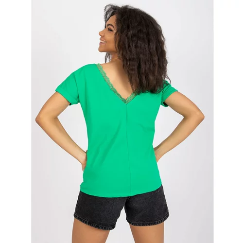 Fashion Hunters Dark green blouse with a neckline on the back of Salma RUE PARIS