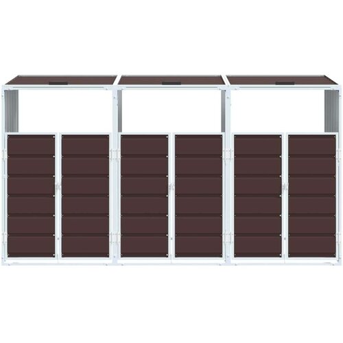 VidaXL spremi&amp;scaron;te za 2 kanta za otpad smeđe 216x81x115 cm čelično Slike