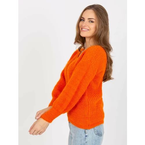 Fashion Hunters Orange fluffy classic sweater with mohair OCH BELLA