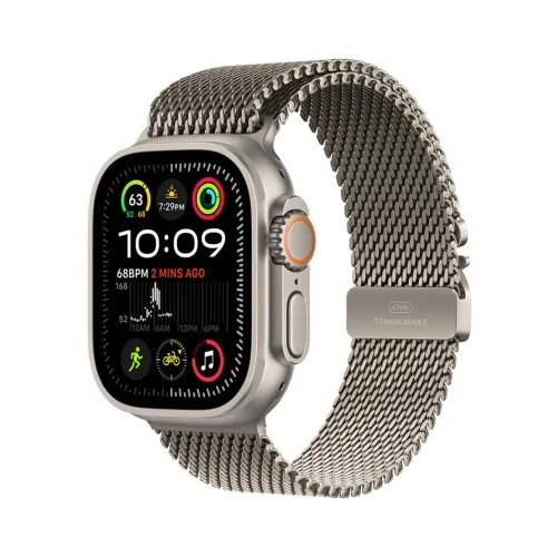 Apple Watch Ultra2 v2 Cellular 49mm Natural Titanium Case with Natural Titanium Milanese Loop – M