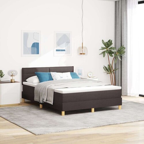 Box Postelja z Box Springom z vzmetnico Temno rjava 140x200 cm Tkanina, (22081282) Slike