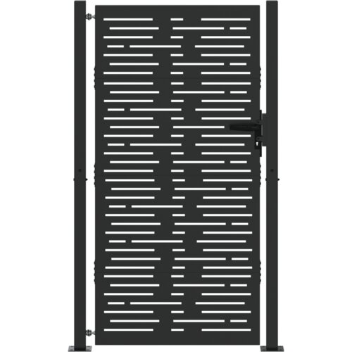 VidaXL Vrtna vrata Crna 105 x 200 cm Čelik s pra&amp;scaron;kastim premazom Slike