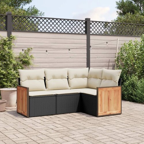  4-dijelni set vrtnih sofa od poliratana s jastucima crni Cijene