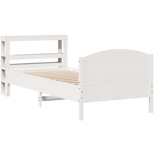 vidaXL Posteljni okvir z vzglavjem bel 75x190 cm trdna borovina, (21303654) Cene