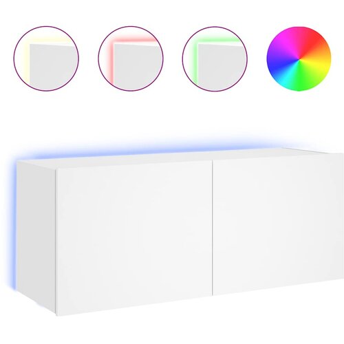  Zidni TV ormarić s LED svjetlima bijeli 100 x 35 x 41 cm Slike