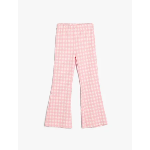 Koton Flare Trousers Gingham Elastic Waist