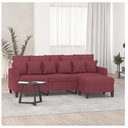 vidaXL Trosjed s tabureom crvena boja vina 180 cm od tkanine Cijene