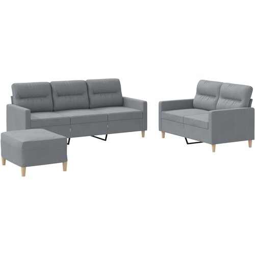 Maison Chic Sedežna garnitura - kavč 3-delna z blazinami svetlo sivo blago, (21728965) Cene