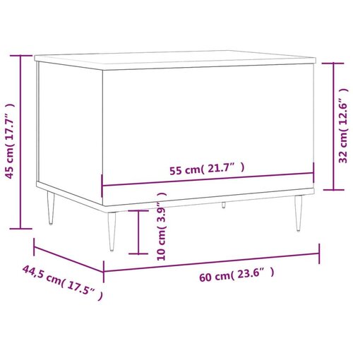  Stolić za kavu crni 60 x 44 5 x 45 cm od konstruiranog drva Slike