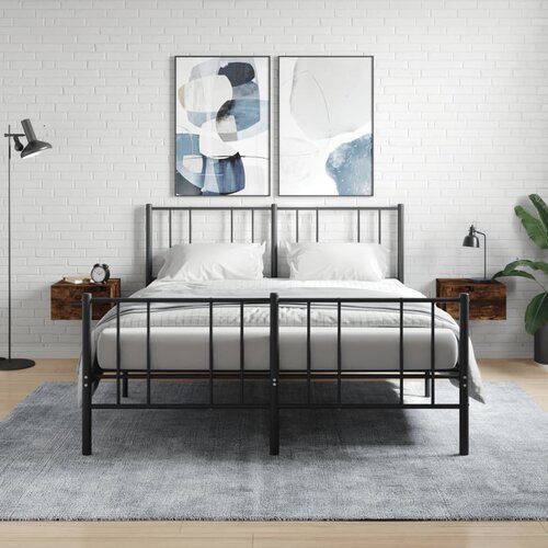 VidaXL Stenska nočna omarica 2 kosa dimljeni hrast 35x35x20 cm Slike