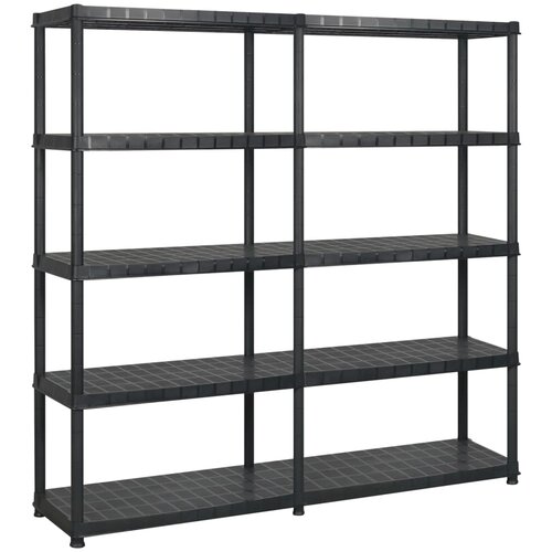 VidaXL Regal s policami 5-nadstropni črn 183x45,7x185 cm plastika Slike