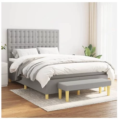 vidaXL Box spring posteljni z vzmetnico svetlo siv 140x190 c