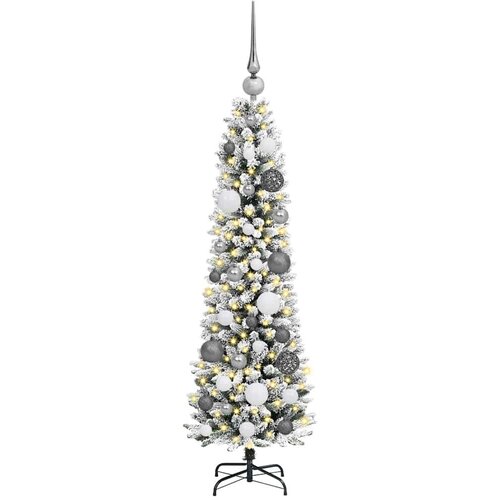 VidaXL Umjetnobožićnodrvce S LED lampica Bijelo 120cm PVC Slike