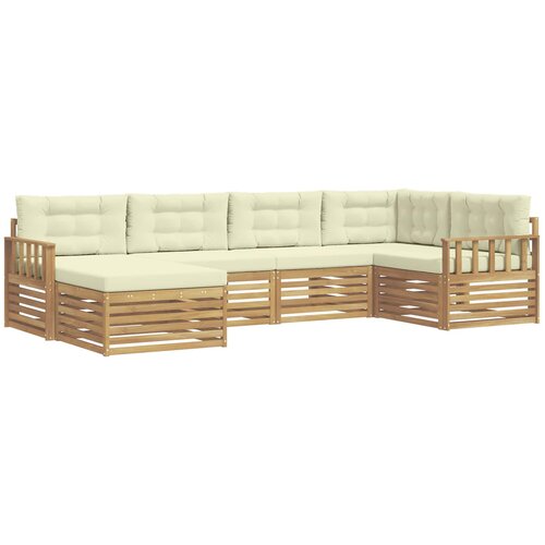 vidaXL Zunanja garnitura za sedenje 6 pcs Bela in krem Poliester, (5000280592) Cene