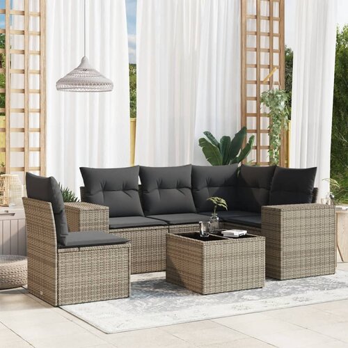 vidaXL 6-dijelni set vrtnih sofa od poliratana s jastucima sivi Cijene