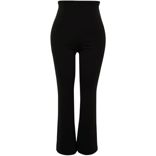 Trendyol Curve Black Knitted Wide Leg High Waist Trousers With Slits in the Sides
