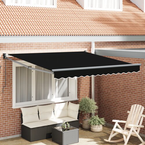 VidaXL Ročna Retraktibilna Tenda Črna 300x250 cm, Zamenjava Tkanine za Tendo 3x2,5 m Črna Slike