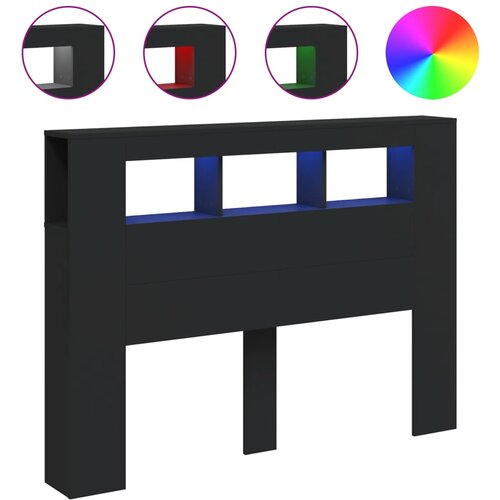 Maison Chic led posteljno vzglavje - vzglavna omarica - nočna omarica črno 140x18,5x103,5 cm inženirski les, (21710684) Cene