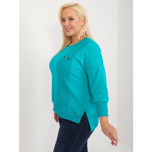 Fashion Hunters Turquoise blouse plus size with slits Cene