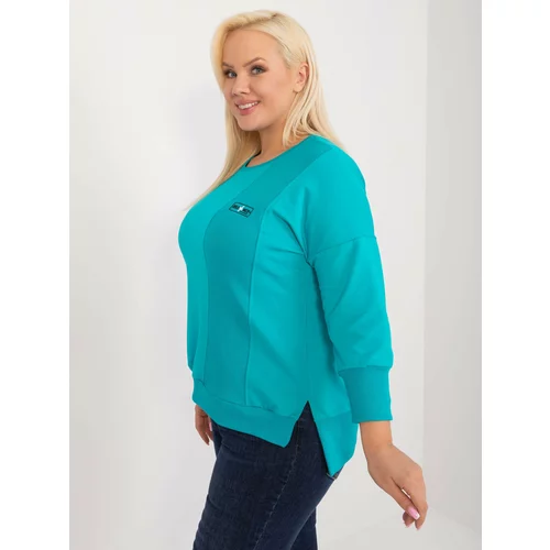 Fashion Hunters Turquoise blouse plus size with slits