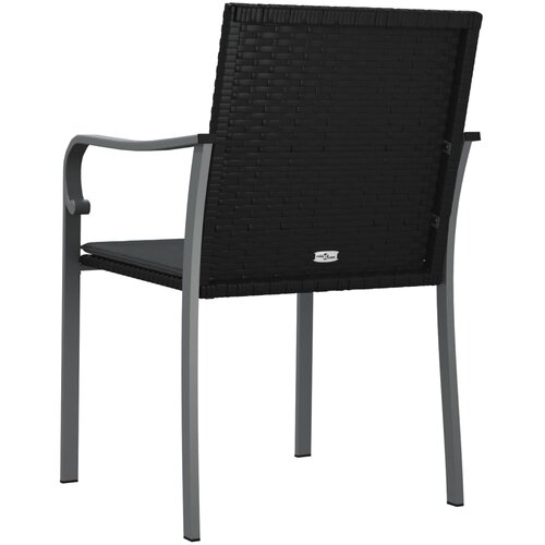  Vrtne stolice s jastucima 2 kom crne 56x59x84 cm od poliratana Slike