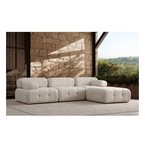 Atelier Del Sofa L1 O1 1R Pouffe Doblo Ugaona garnitura, 3 sjedala, krem Slike