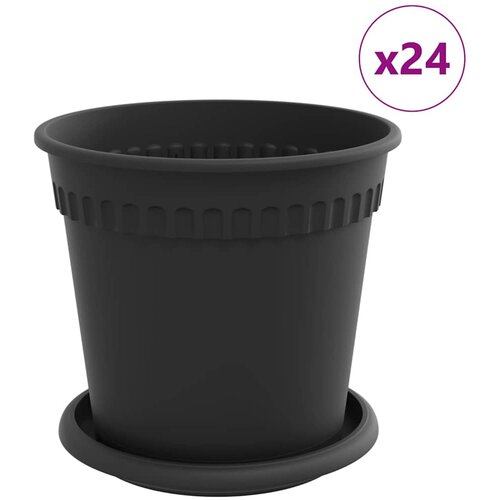 vidaXL Saksije za biljke 24 pcs Crna Ø 17 x 14 cm Plastika - Crna Ø 19 x 16 cm 24 Cene
