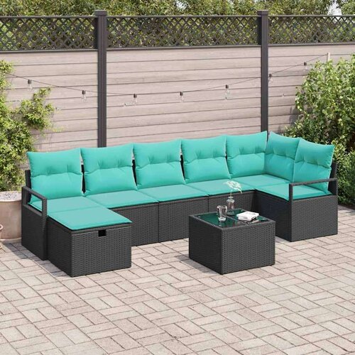  Set sofe s jastukom s pohranom 8 pcs Crna i Tirkizna poliratan Cene