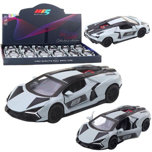 Metalni sportski automobil za utrke, otvaranje vrata, siva 1:32 Slike