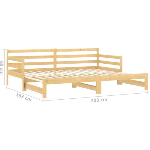  Dnevni ležaj na izvlačenje 2 x (90 x 200) cm masivna borovina Slike