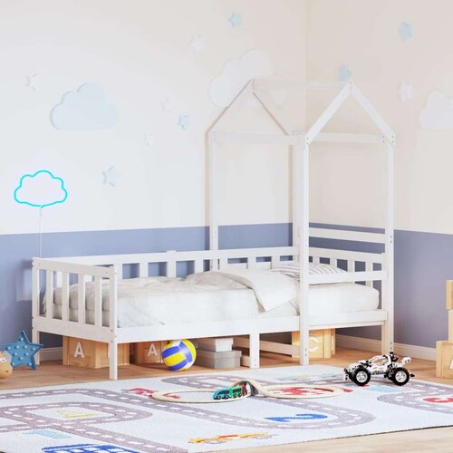  Dnevna postelja s streho bela 80x200 cm trdna borovina Cene
