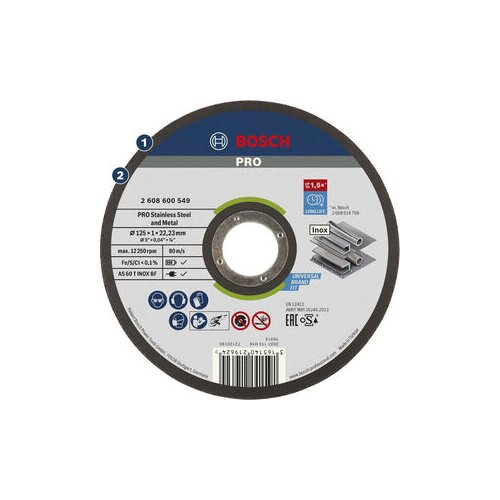 Bosch pro stainless steel and metal rezna ploča 125x1 mm as 60 t inox bf osa ravna 2608600549 Slike
