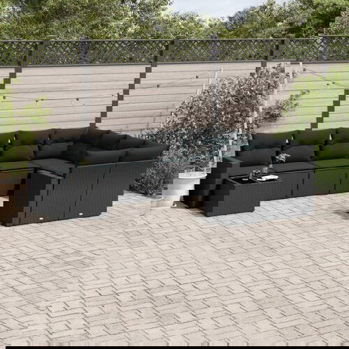 vidaXL 10-dijelni set vrtnih sofa s jastucima crni od poliratana Cijene