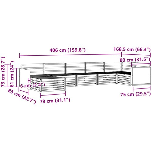  Set vanjskih sofa 7 kom. Prirodna Slike