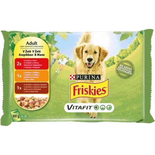 Friskies Dog Govedina, Piletina i Jagnjetina u Želeu, 4 x 85 g Slike