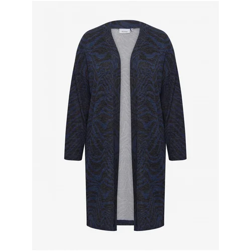 Fransa Dark Blue Patterned Ladies Cardigan - Ladies