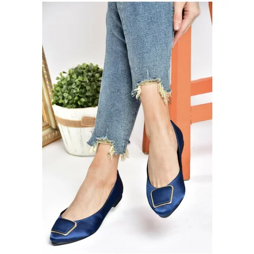Fox Shoes P726776304 Women's Flats in Navy Blue Satin Fabric
