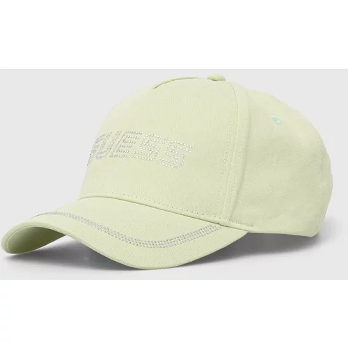 Guess Bombažna bejzbolska kapa zelena barva