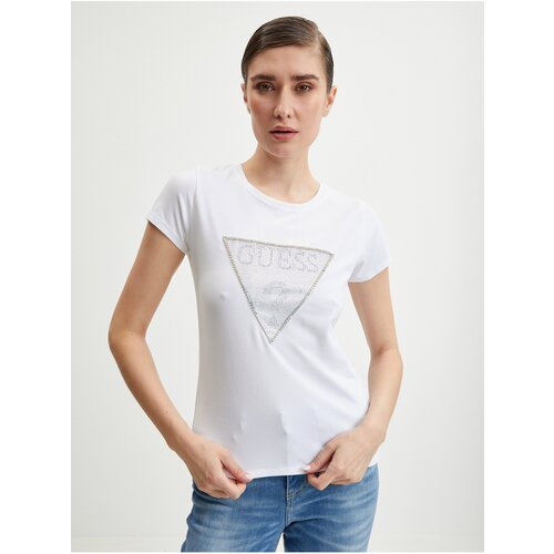 Guess White Women's T-Shirt Crystal - Women Slike