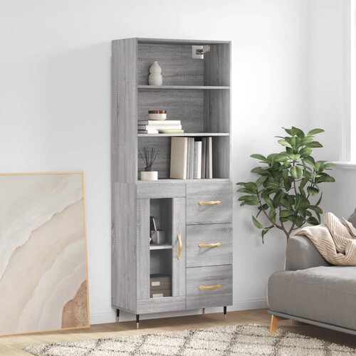 vidaXL Visoka komoda siva sonoma 69,5x34x180 cm inženirski les Cene