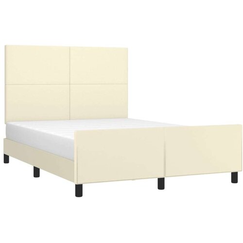  Okvir za krevet s uzglavljem krem 140x190 cm od umjetne kože - Krema 140 x 190 cm Gladak dizajn Slike