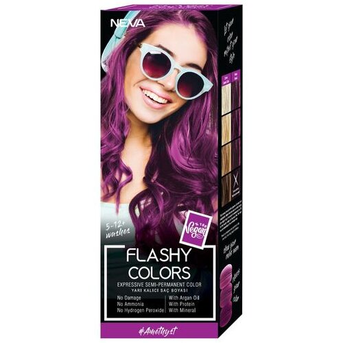 Neva FLASHY COLORS Polutrajna farba za kosu 100ml - Amethyst Cene
