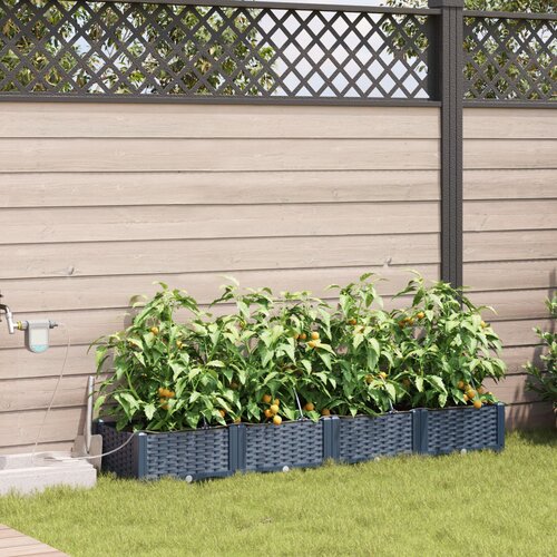 vidaXL Vrtni sadilnik Siva Plastika 160 x 40 x 22 cm Sadilniki Cene